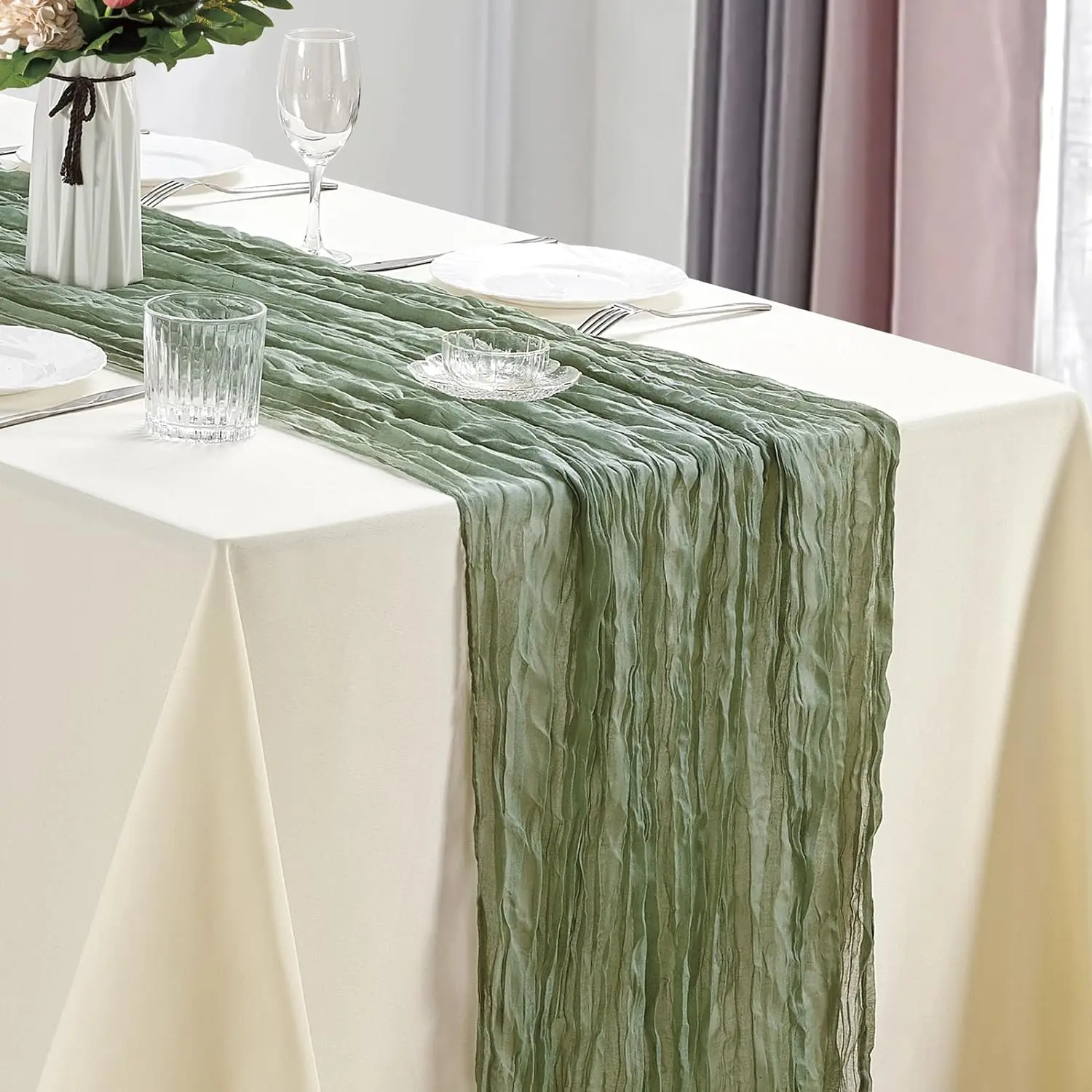 10 stuks kaasdoek tafelloper boho gaas tafelloper 40x270cm romantische tafelloper voor bruiloft bruids douche verjaardagsfeestje