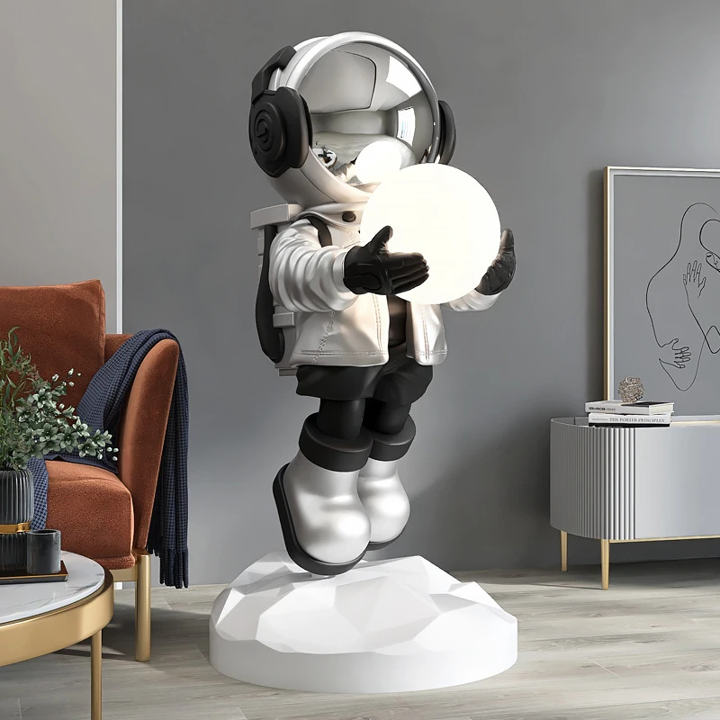 Modern Creativity USB Charging Astronaut Outer Space Moon Floor Lamp Living Room Home Decor Standing Light Bedroom Bedside Lamp