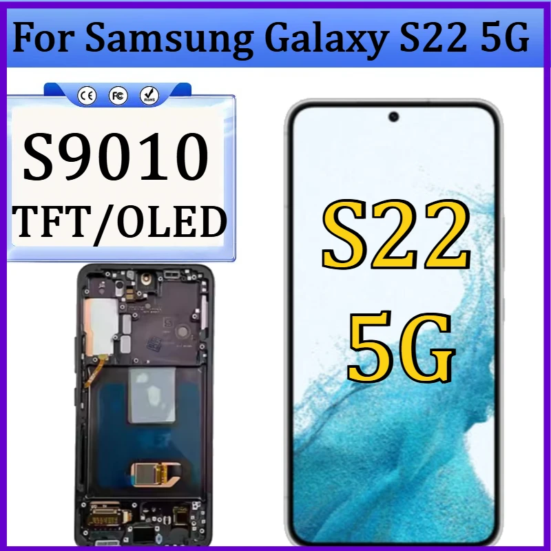 

NEW TFT/OLED Display Screen For Samsung Galaxy S22 5G S9010 LCD Display Touch Screen Digitizer with Frame For Samsumg S22 LCD