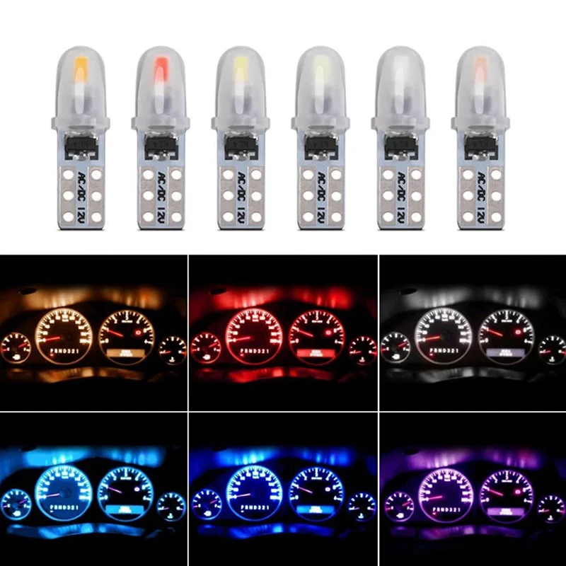 

T5 Auto Car Dashboard Lights 2 3014 SMD Reading Instrument Panel Lamp No Polarity Led Bulb White 12V DC