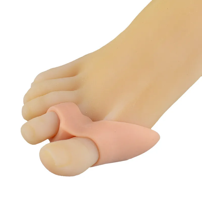 Toe almofada hallux valgus orthotics duplo buraco silicone toe separador sobreposição toe corretor inserções palmilha ortopédica atacado