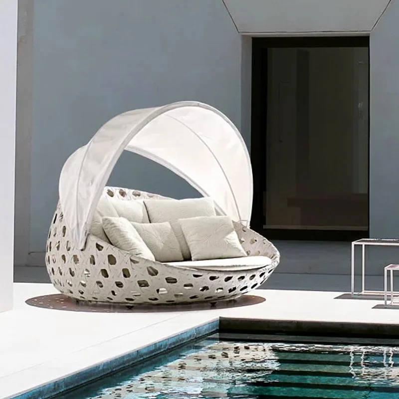 2Outdoor rattan chairs, sofas, round beds, courtyards, sunscreens, balconies, rattan tables and chairs, terraces, reclining beds