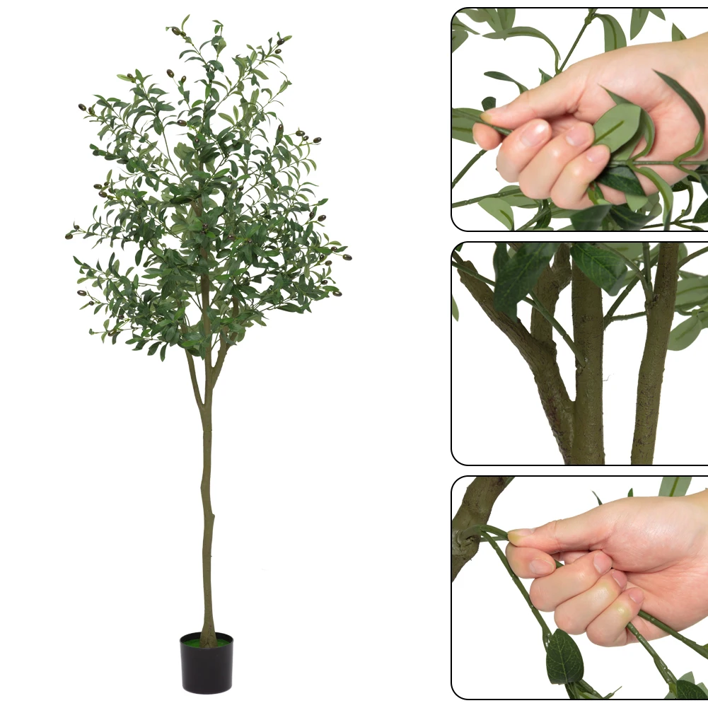 5ft Artificial Olive Tree Fake Potted with Olive Branches and Realistic Leaves Artificial Tree for Home Office Decor