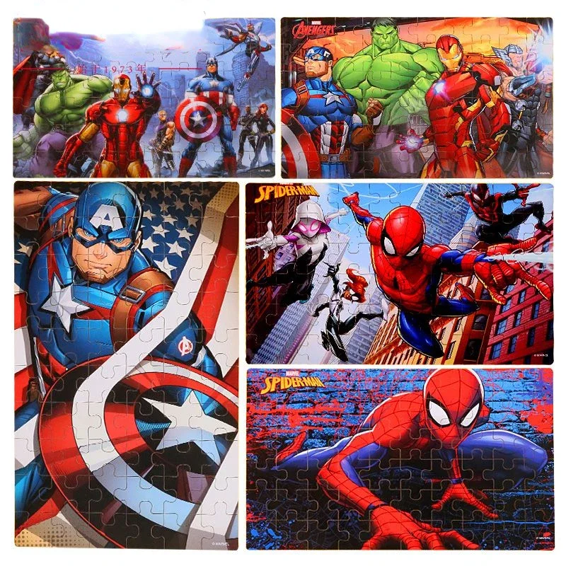 Marvel Avengers Captain America Spider-Man Personalized Creative Cartoon Children\'s Educational Wooden Puzzle Toy Christmas Gift