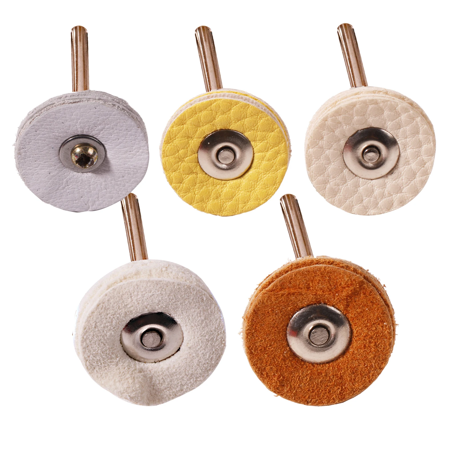 5pcs Leather Buffing Wheel Jewelry Polishing Wheels Cowhide Sheepskin Watch Grinder Abrasive For Dremel Rotary Tool Accessories