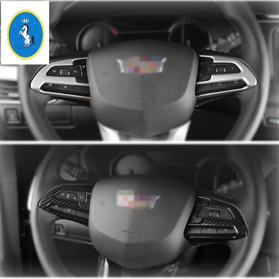 

Auto Accessories Steering Wheel Gear Shift Button Decor Frame Cover Trim Fit For Cadillac XT4 2019 - 2022 Matte / Carbon Fiber