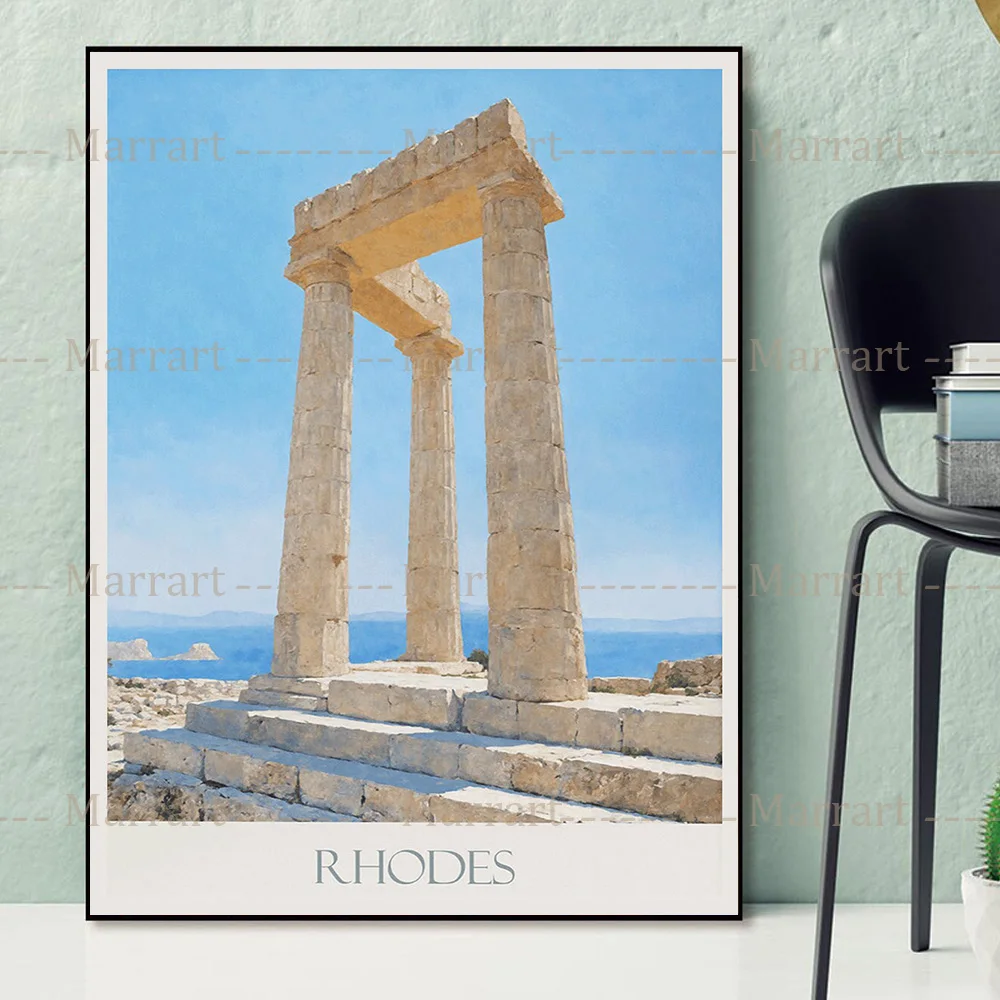 Greece Travel Poster Painted Wall Art,Thessaloniki,Naxos,Nafplion,Chania,Athens Travel Print,Canvas painting Home Decor Unframed