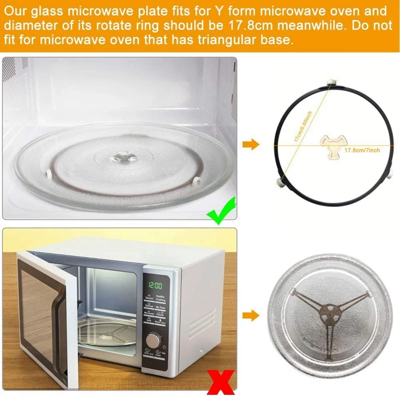 2X Microwave Plate Spare Microwave Dish Durable Universal Microwave Turntable Glass Plate Round Replacement Plate