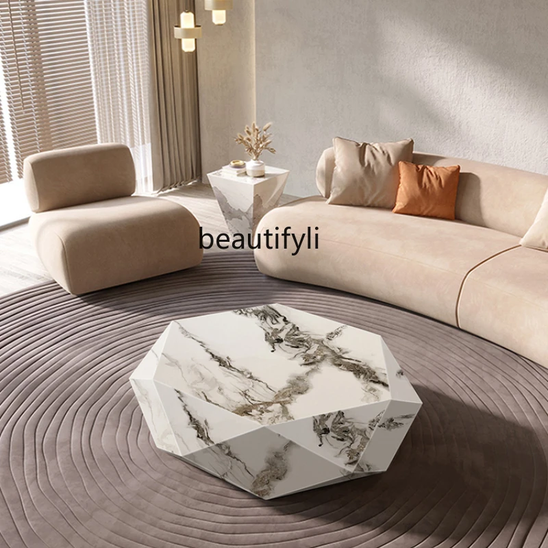 

LBX Light Luxury Stone Plate Coffee Table, Round, New, Modern, Simple, Creative