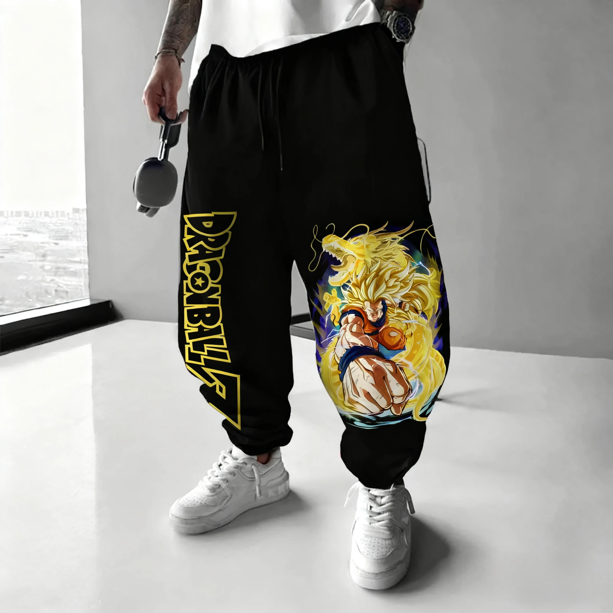 لعبة دراغون بول الرياضة Sweetpants 2025 الخريف/الشتاء الرجال جديد سوبر سايان 3 أنيمي مطبوعة Harajuku كبيرة Y2K سراويل فضفاضة غير رسمية #1