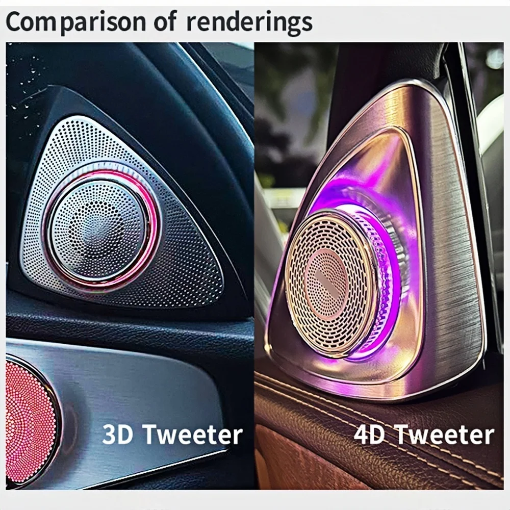 For Benz C GLC S E Class W205/206/177/213/214/222/223 X247/253 64 Colors LED 4D Rotating Tweeter Speaker Ambient Light Upgrade