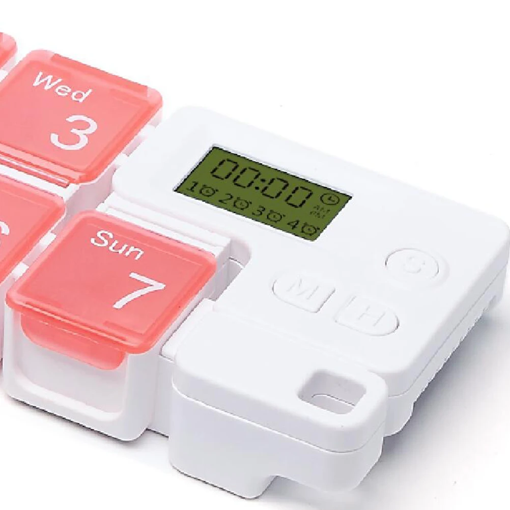 

Smart Pill Boxes Medicine Organizer High Capacity Storage Case Portable Travel Containers Alarm Clock Function Four Alarms