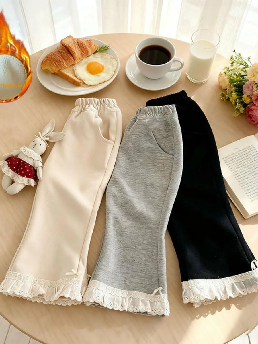 Meisjes Winter Thiened Fce Casual broek Dunne fluwelen lange broek Herfst Winter Faionable Kinderkleding Babykleding