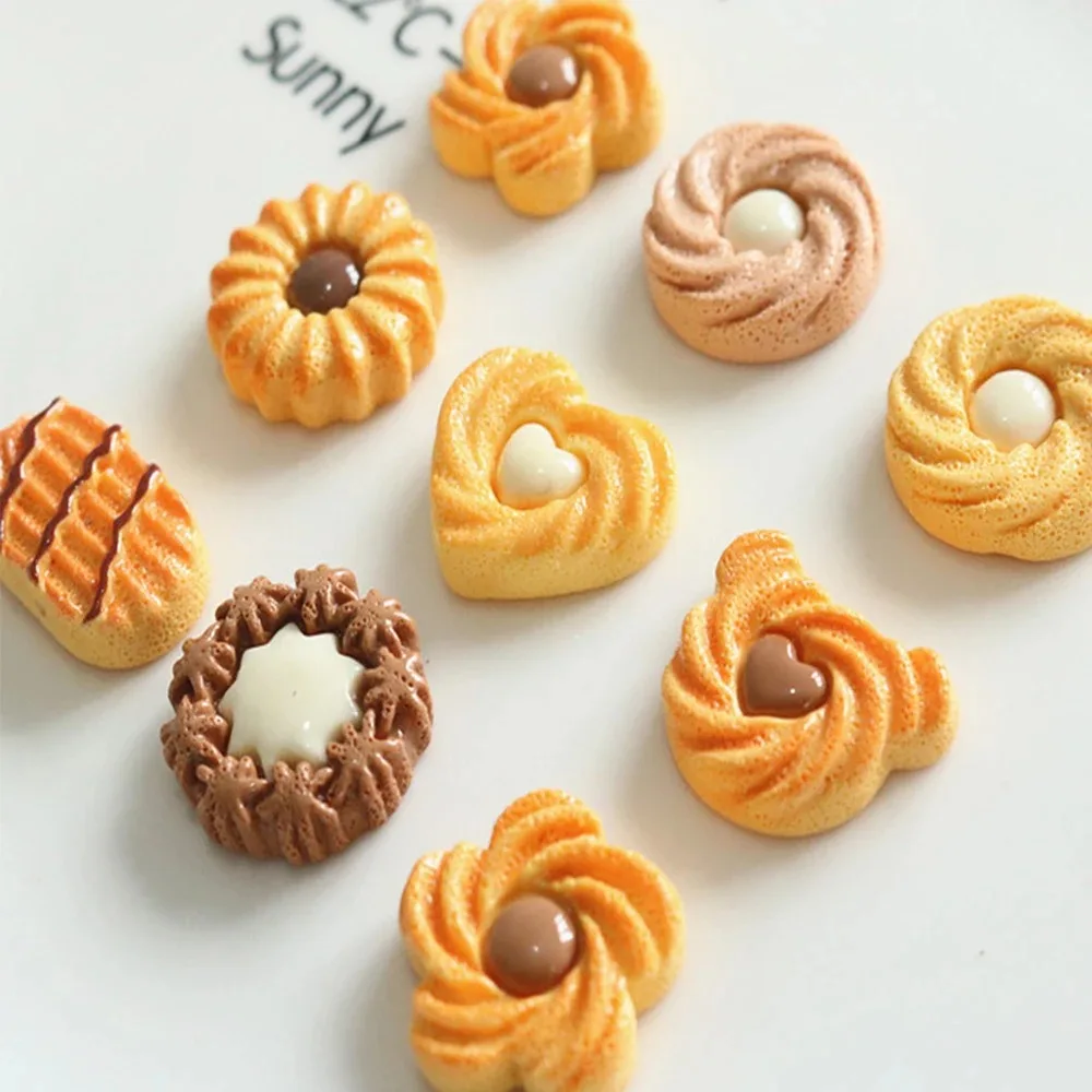 8 Stück Miniatur-Harz-Cabochons mit flacher Rückseite aus der Cookie-Serie für Haarnadeln, Scrapbooking, DIY, Heimdekoration, Bastelzubehör – Detail 4