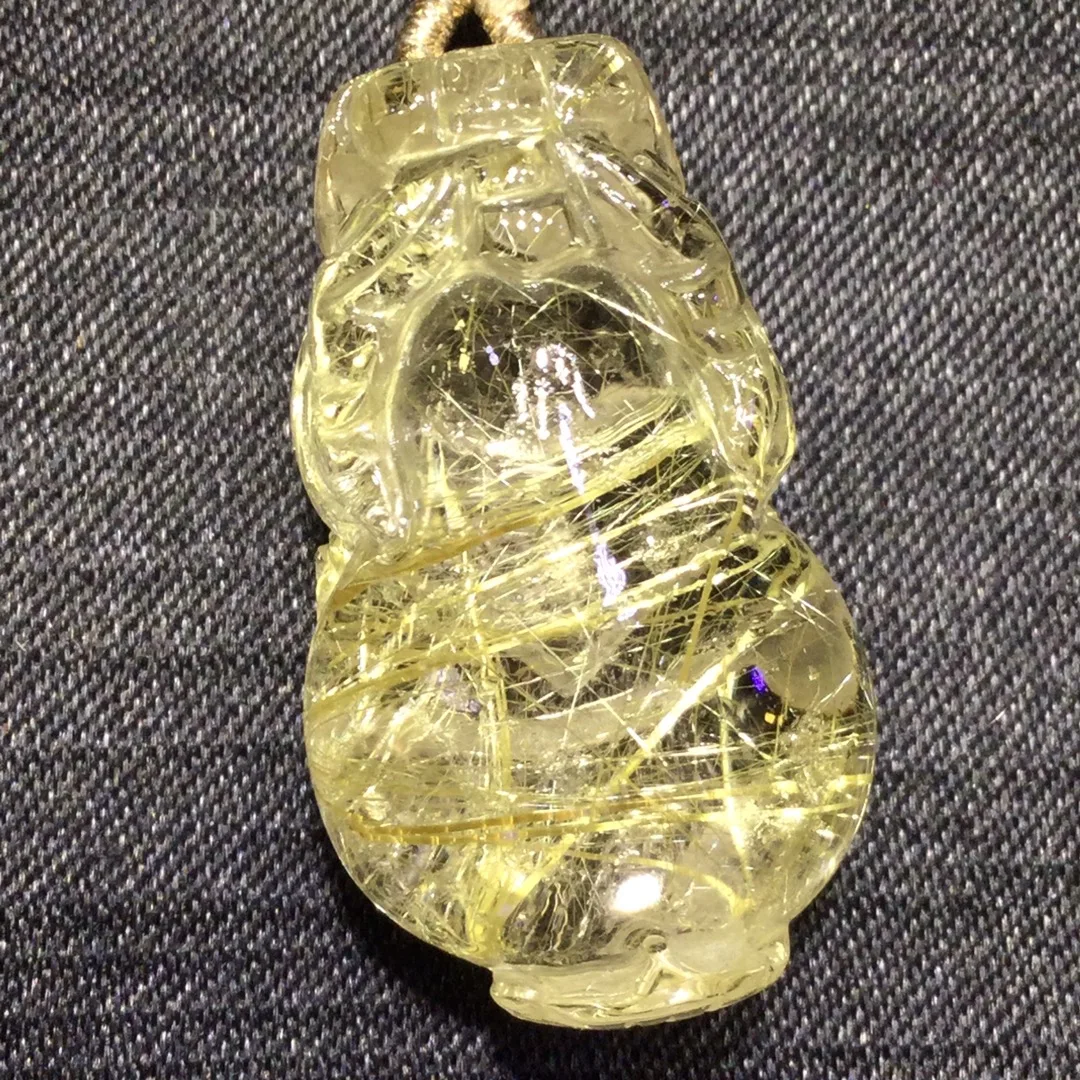 

Natural Gold Rutilated Quartz Pendant Jewelry 29.5*17*13mm Flower Pi Xiu Bear Men Women Brazil AAAAAAA