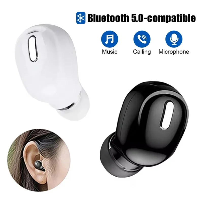 Mini Wireless Earphones Sport Headset HD Microphone Handsfree Call Comfort Fit Daily Wear For Workout Travel Commuting Kit Set