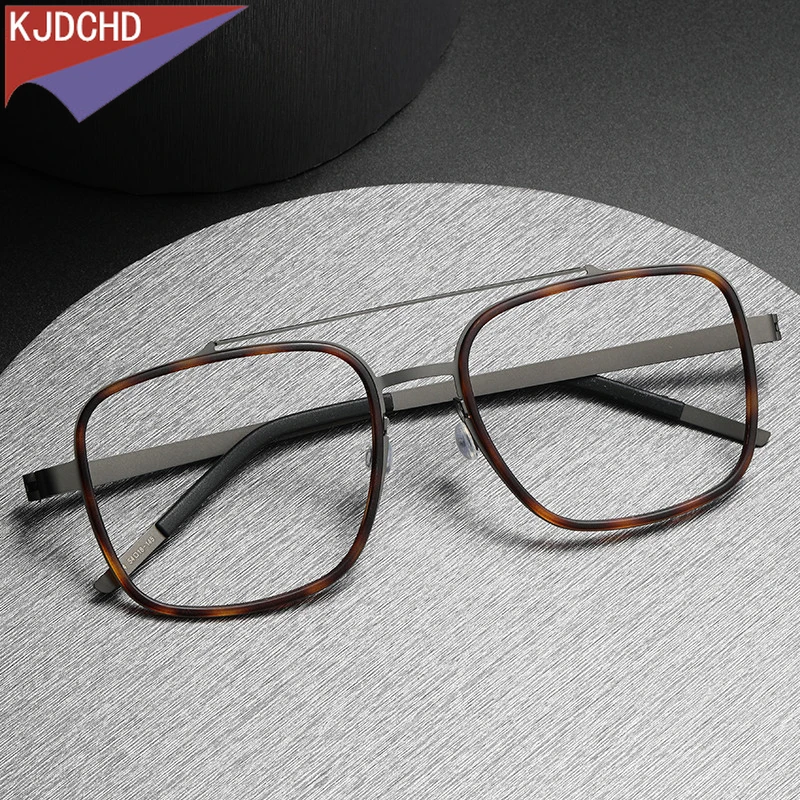 

Titanium Eye Glasses Frame for Men Women Acetate New Vintage Myopia Oversize Optical Prescription Eyeglasses Screwless Eyewear