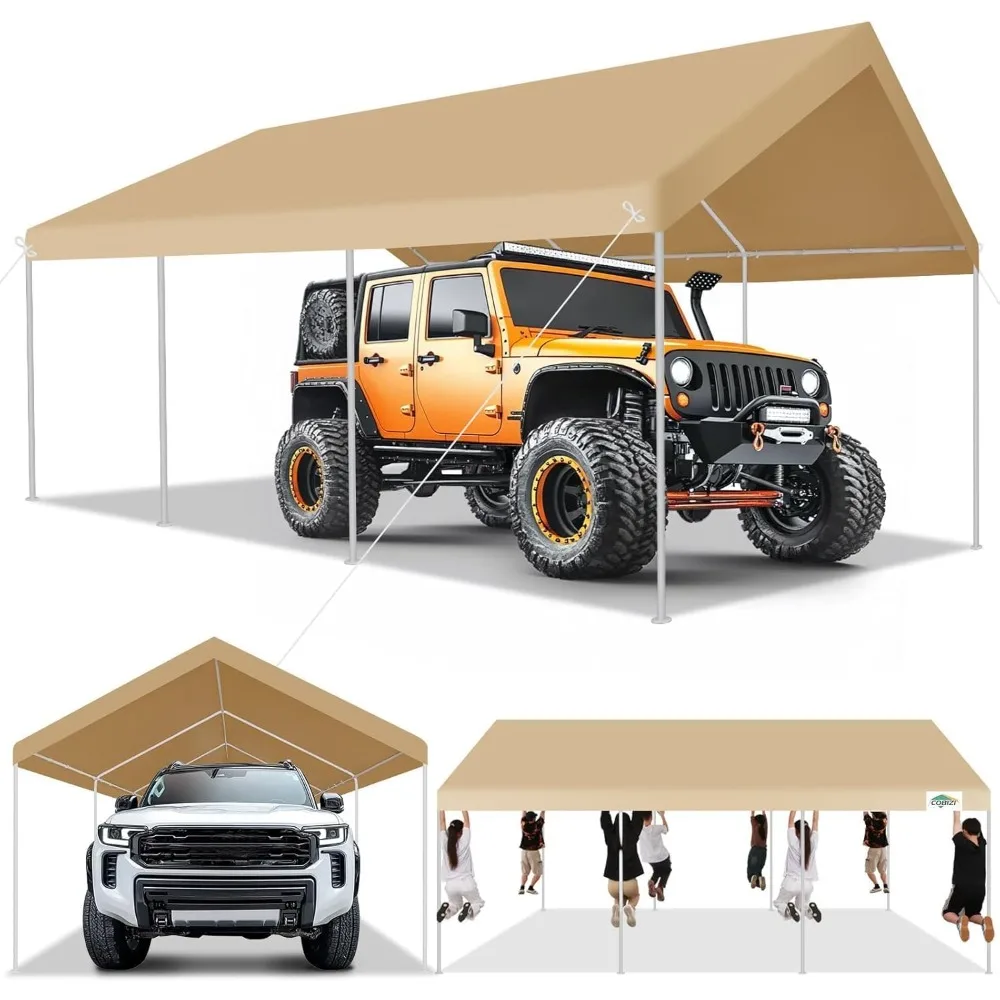 

12x20ft Carport Heavy Duty, Portable Car Garage Outdoor Party Tent with Built-in Sandbags, Waterproof Car Canopy for Truck, Boa