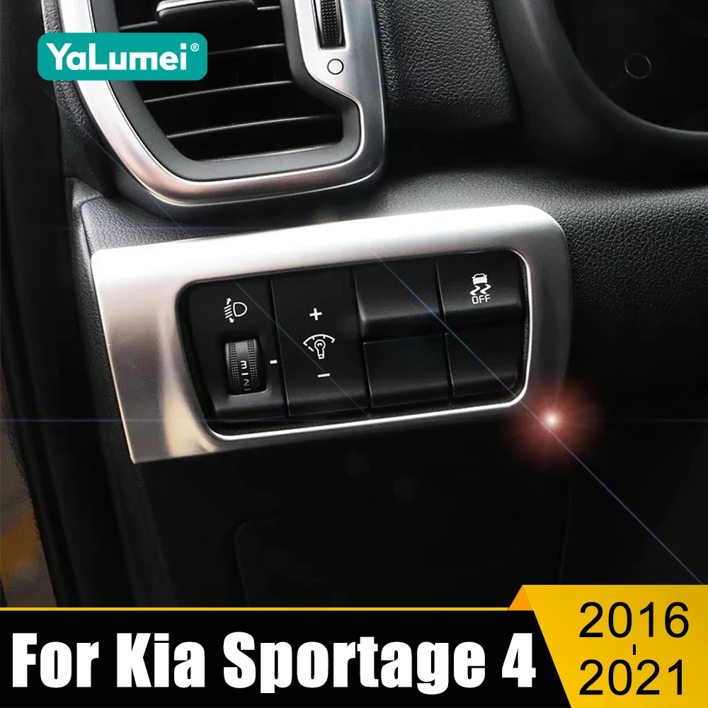 

ABS Car Headlight Switch Adjustment Button Trim Cover Sticker Accessories For Kia Sportage 4 QL 2016 2017 2018 2019 2020 2021