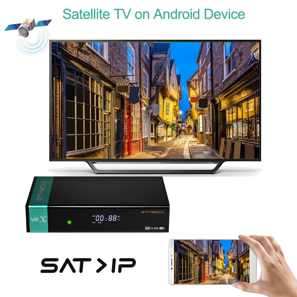 Satellite Receiver Gtmedia V8X HD 1080P Support Mars M3U and CA card slot,stock in Spain Europe Built in Wifi,PK Gtmedia V8 Nova