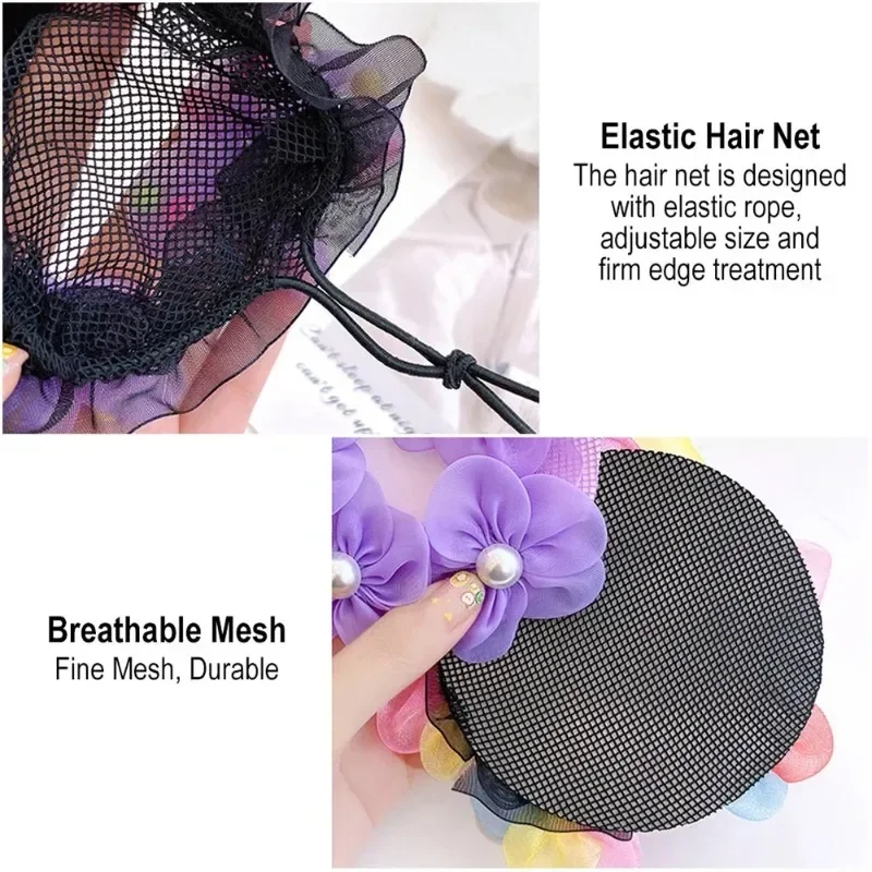 3 قطعة/الباليه اللاتينية الشعر صافي لطيف الفتيات كعكة أداة الرقص اليومي الصف فحص فراشة اللؤلؤ المعاوضة Hairnet الرقص الملحقات