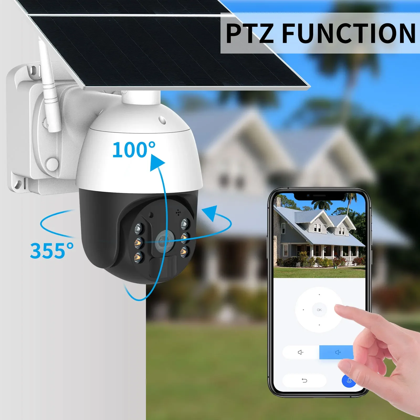 AZISHN 4 واط الشمسية CCTV كاميرا الأمن 4G 1080 PTZ دعم TF بطاقة اللون للرؤية الليلية في الهواء الطلق مقاوم للماء كشف الحركة كاميرا IP #5