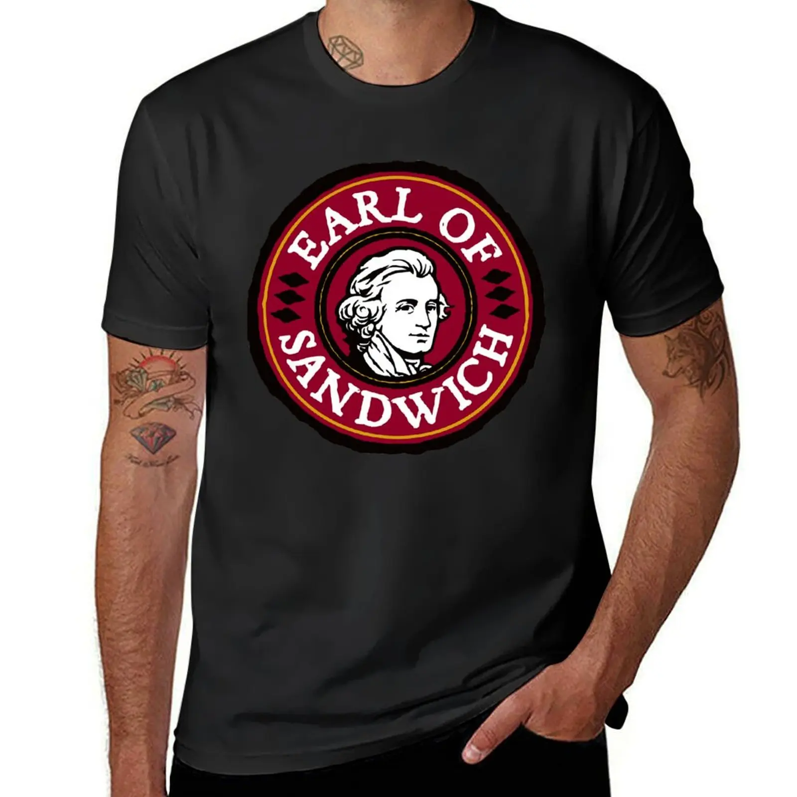 T-shirt à logo de Earl of Sandwich pour hommes, chemisier uni, vêtements mignons à la mode, restaurant