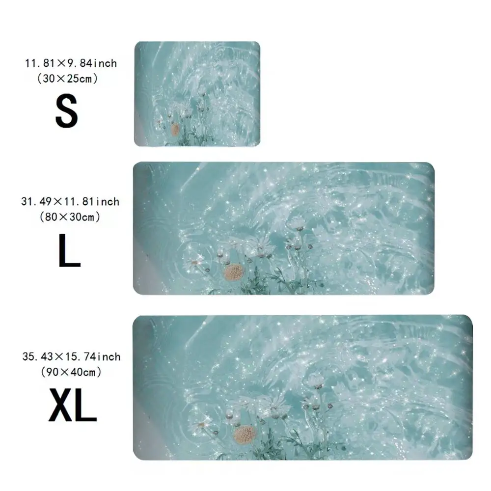 Alas Mouse Sparkle Flower Water Multi-Ukuran Anti-Selip untuk Gaming, Alas Mouse Gamer E-Sports, Alas Keyboard Mekanik XXL