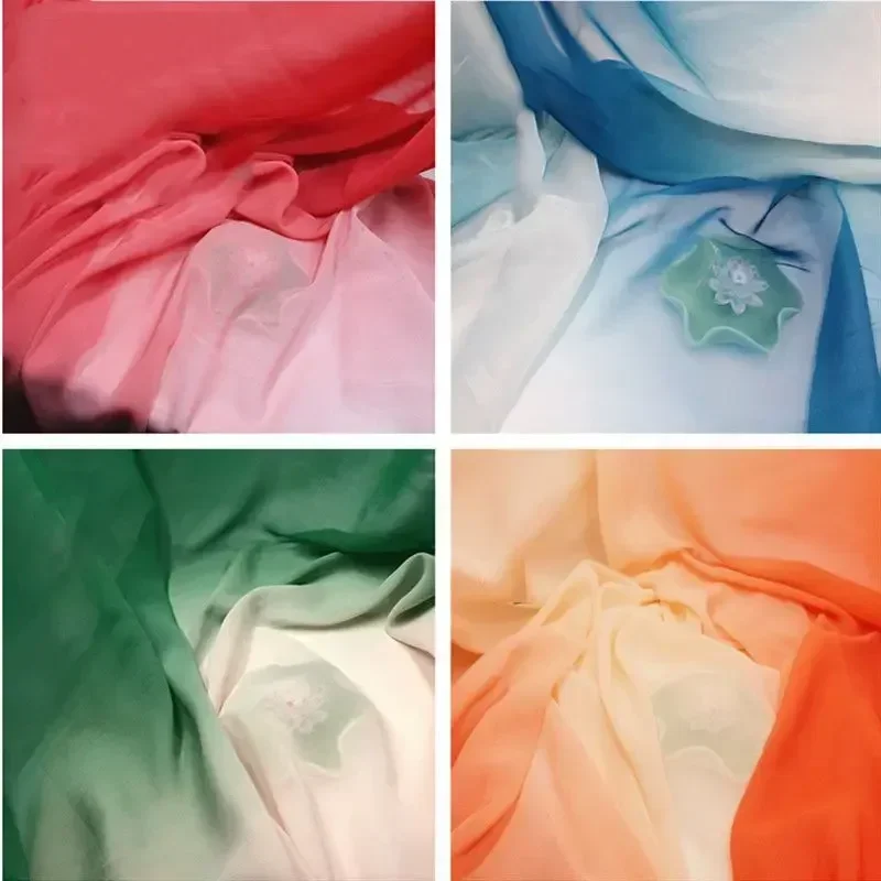 Rainbow Gradient Chiffon Fabric Needlework By The Meter for Dress Shirt Scarf Skirt Diy Clothes Sewing Light Cloth Soft Thin