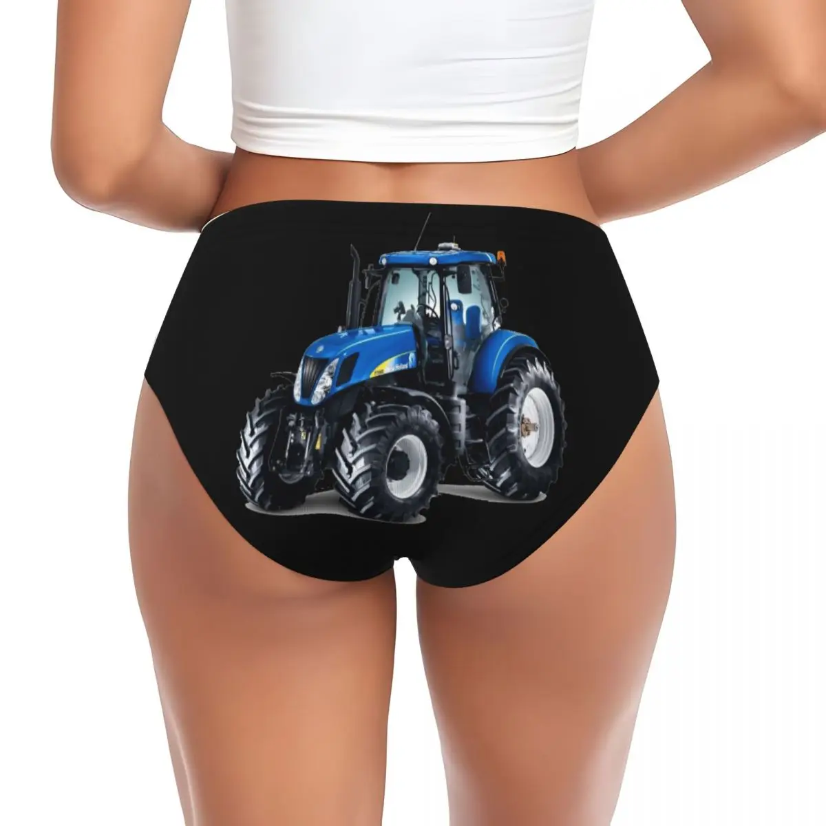 Custom Blue Tractor Brief Panties Women Comfort Stretch Heavy Machinery Underwear