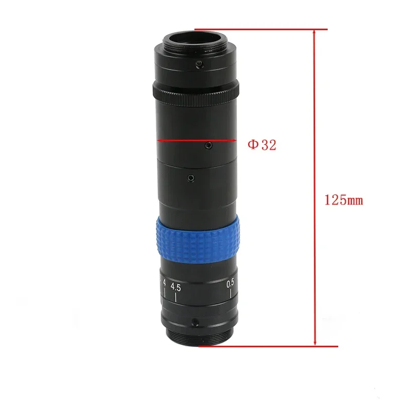 120X Parfocal Continuous Zoom C Mount Optical Lens  Adjustable Eyepiece Height for HDMI VGA USB Industry Video Microscope Camera