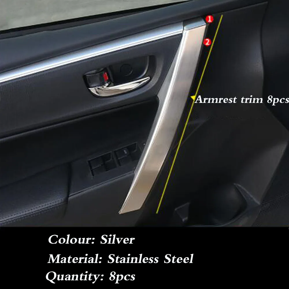 Stainless Steel Car Interior Door Armrest Protective Trim Frame Auto Accessories For Toyota Corolla Altis 2014-2016 2017-2019