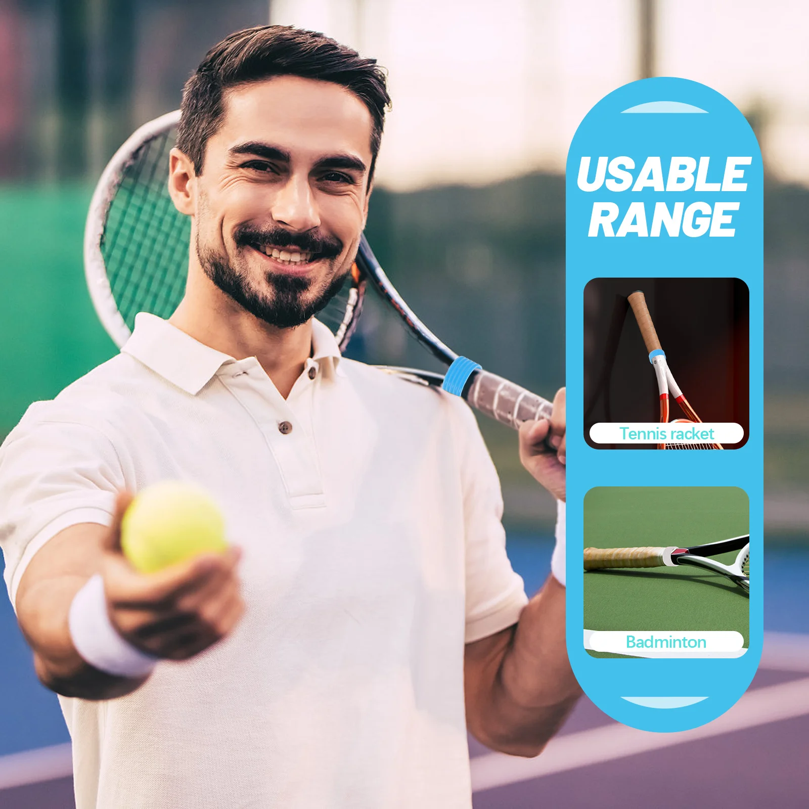 

5pcs Absorbent Silicone Racket Grip Rings Soft Sweat Wicking Overgrip For Tennis Squash Pickleball Baseball Pong Humid Days