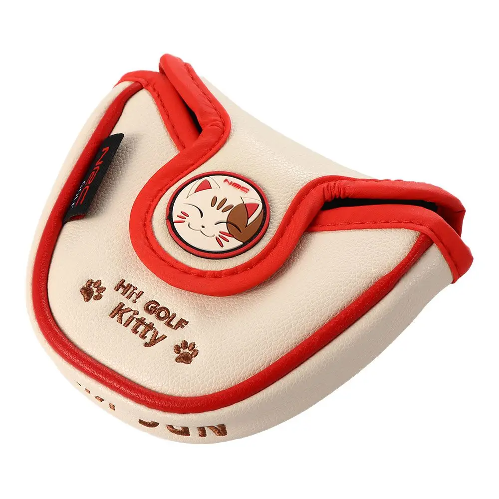 Cute Kitty Magnetic Closure Hybrid Wood Head Cover Blade Mallet Putter Golf Putter Cover Golf Club Headcovers Lucky Cat
