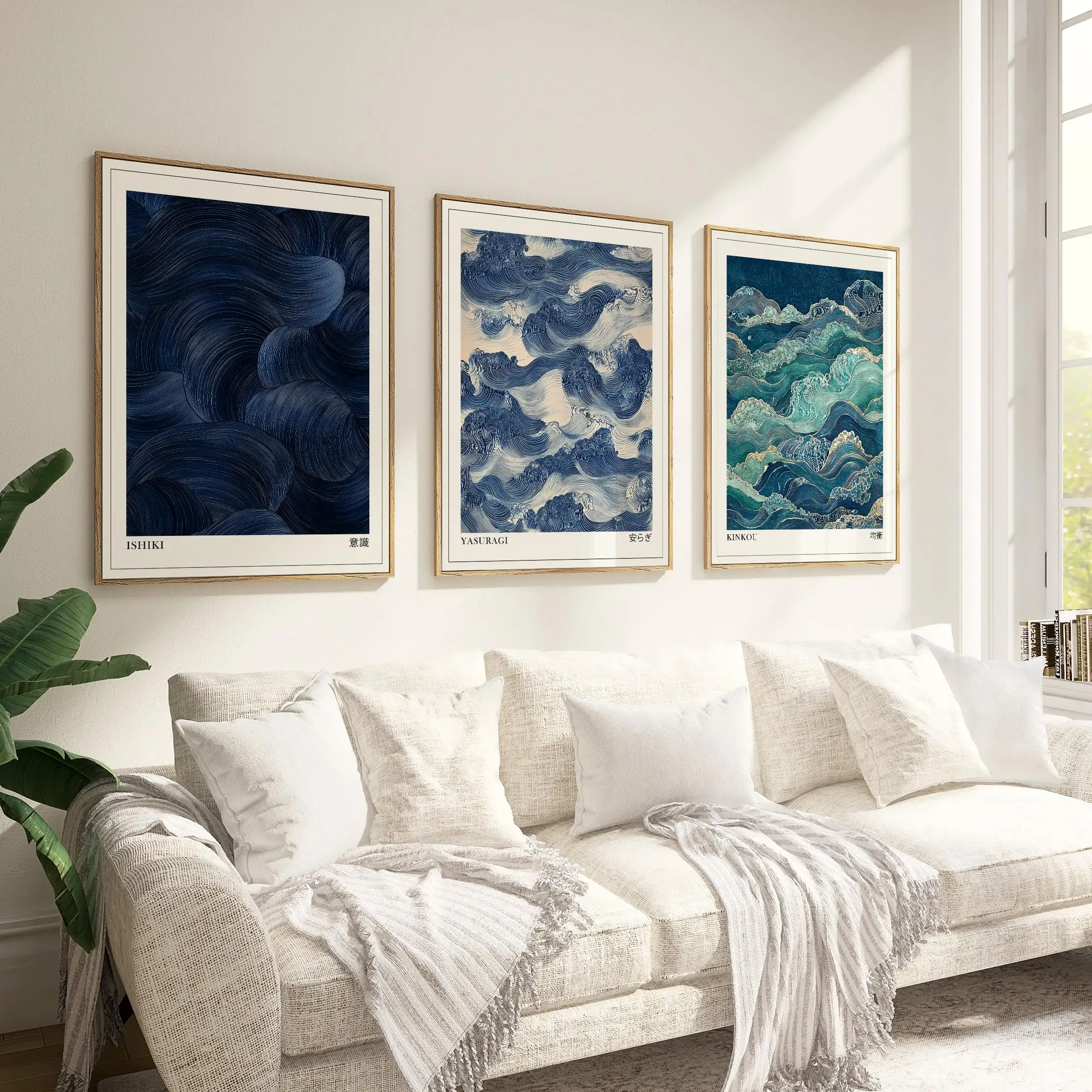 Japanese Living Lifestyle - Japandi Wall Art Set of 3,