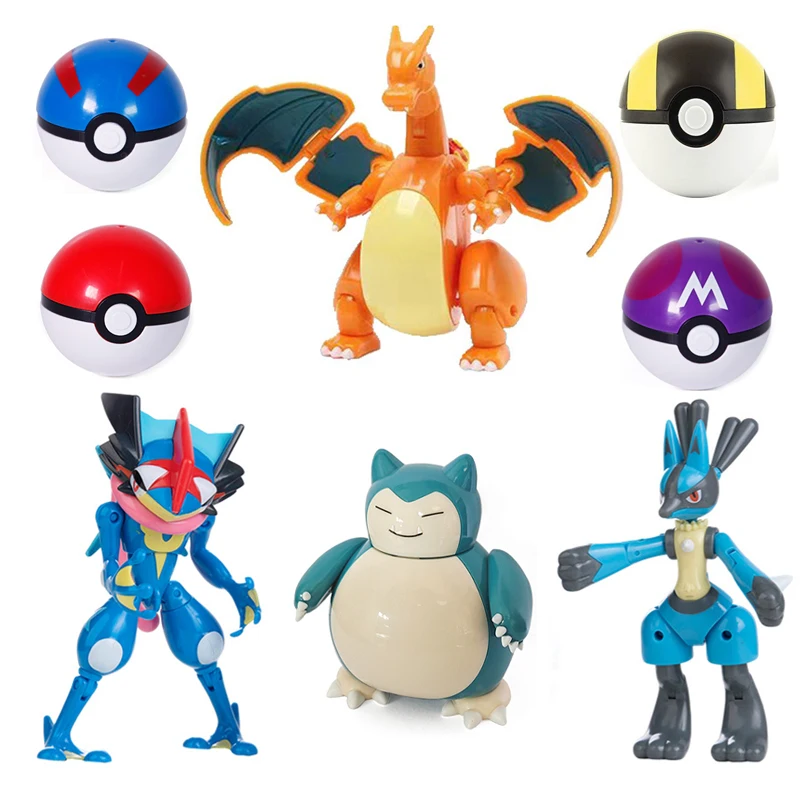 أنيمي بوكيمون تشوه Pokeball بيكاتشو Psyduck Charizard Mewtwo أنيمي الشكل دمية نموذج Poké الكرة هدايا عيد الميلاد اللعب #2