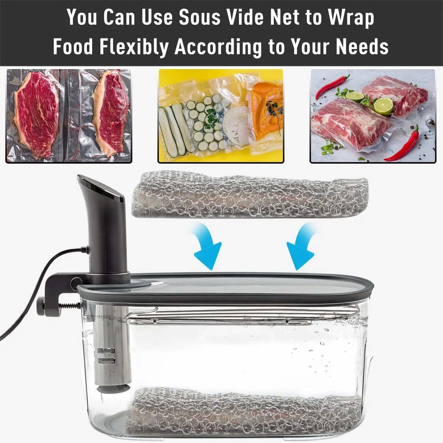 Sous Vide Stainless Steel Cooking Mesh Sous Vide Slow Cooking Accessories Prevent Food From Floating Adding Weight To Mesh