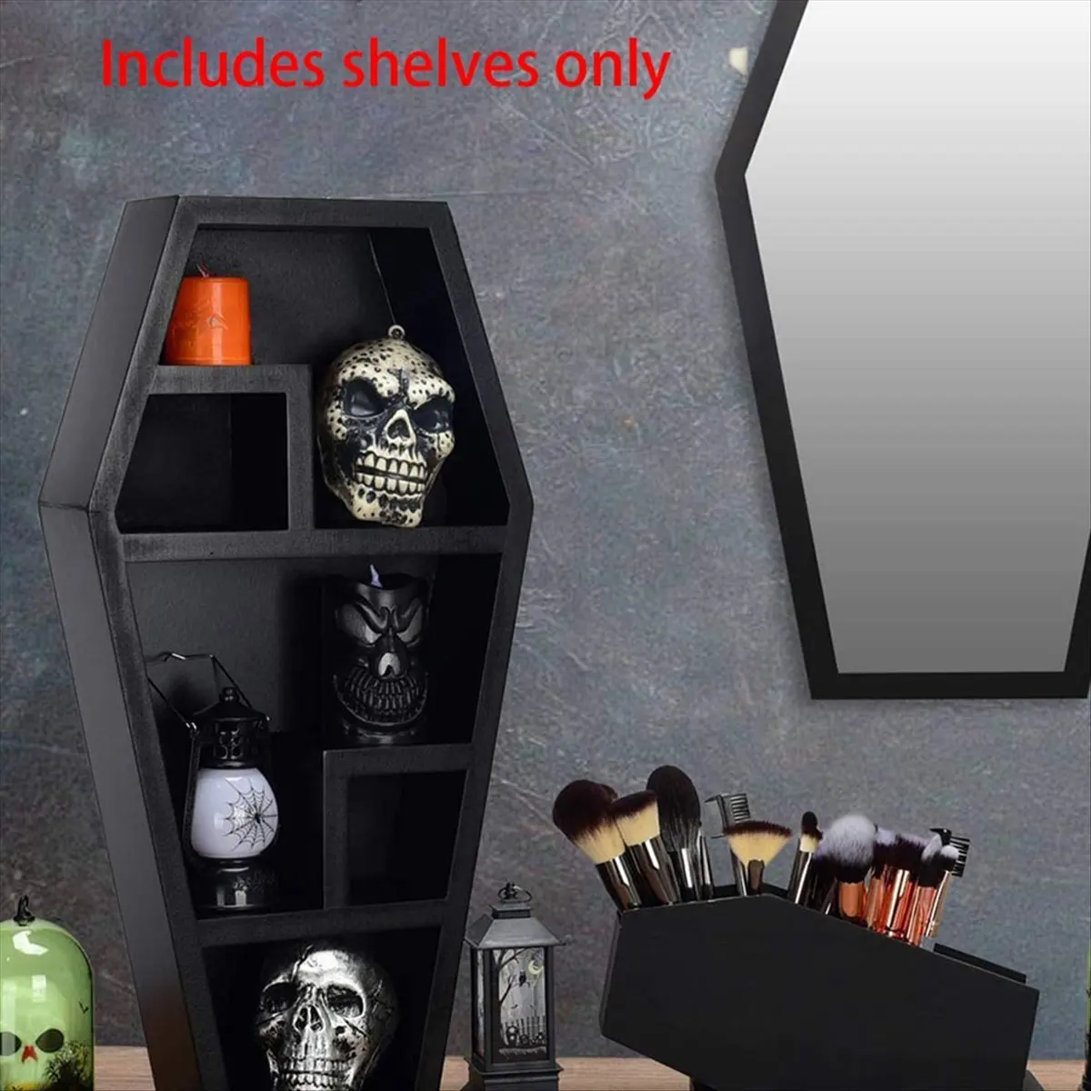 Coffin Shelf - Solid PVC Black Floating Wall Shelves for Home Bedroom PVC shelf