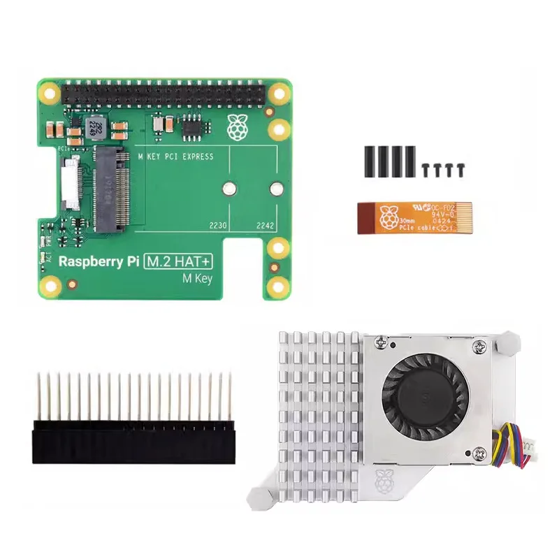 Official Raspberry Pi 5 M.2 HAT+ Expansion Board-PCIe to NVMe SSD Adapter for High-Speed Storage