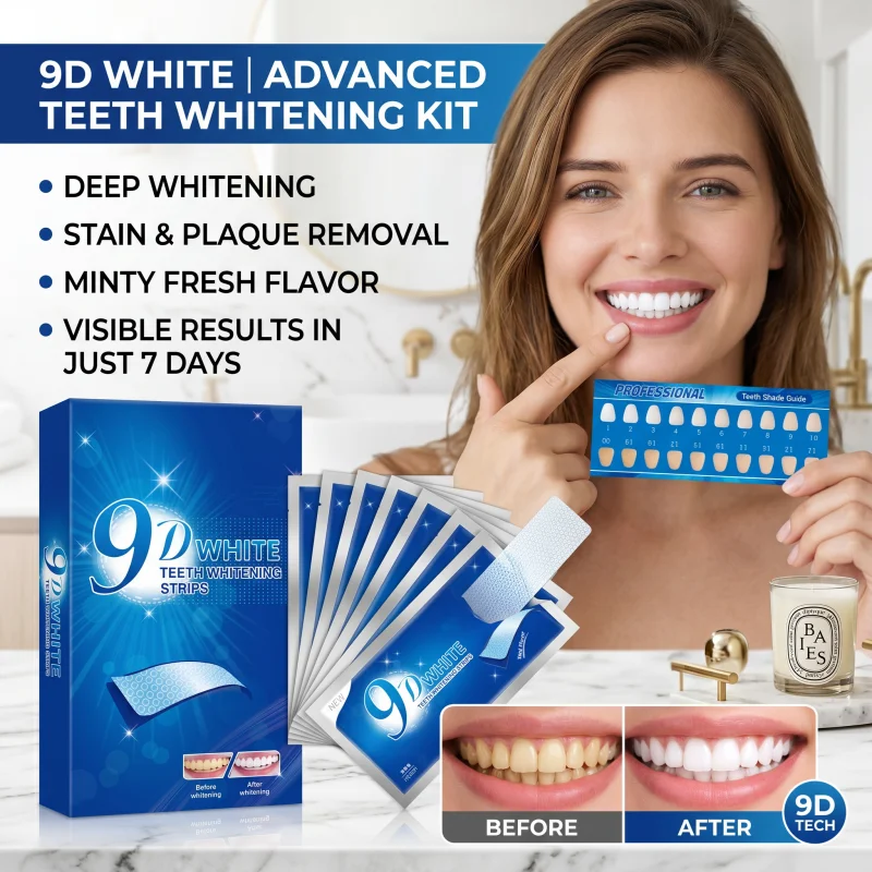 7 Pairs 14 Stickers 9D Premium Fast Acting Teeth Whitening Strips Effective Remove Coffee Smoke Tea Stains Oral Care Product