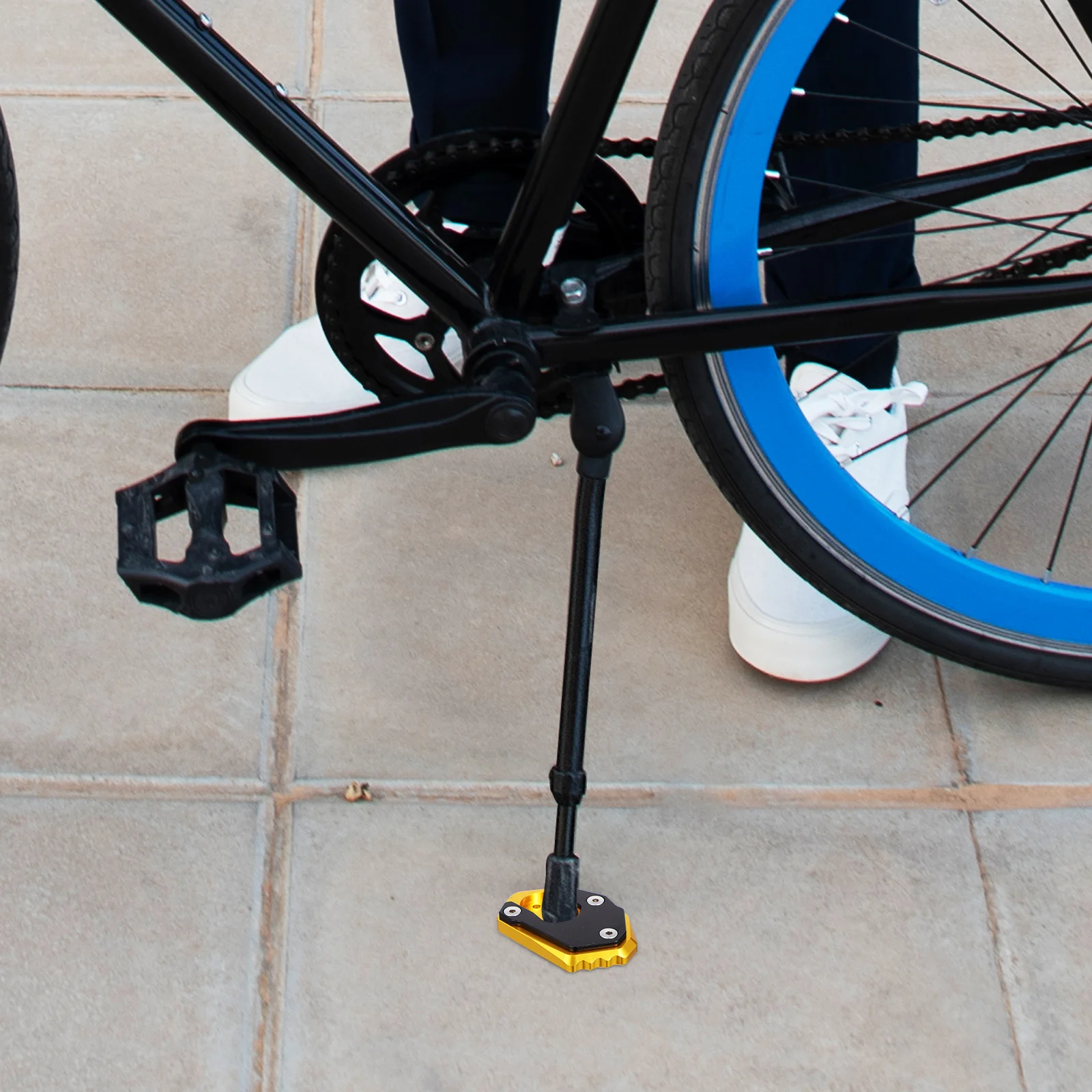 

Kickstand Pad for Motorcycle Heavy Duty Metal Foot Plate Prevents Sinking in Soft Surfaces Easy Install Side Stand Extension