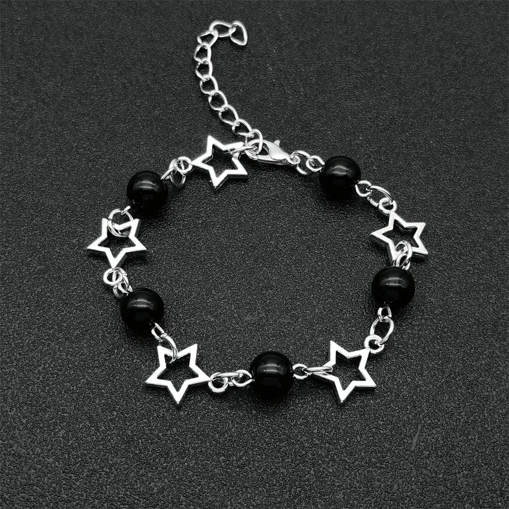 Fashion Star Bracelet Y2K Hollow Five-pointed Star Bracelet Punk Hollow Out Star Bracelet Artificial Imitation Pearl Bracelet