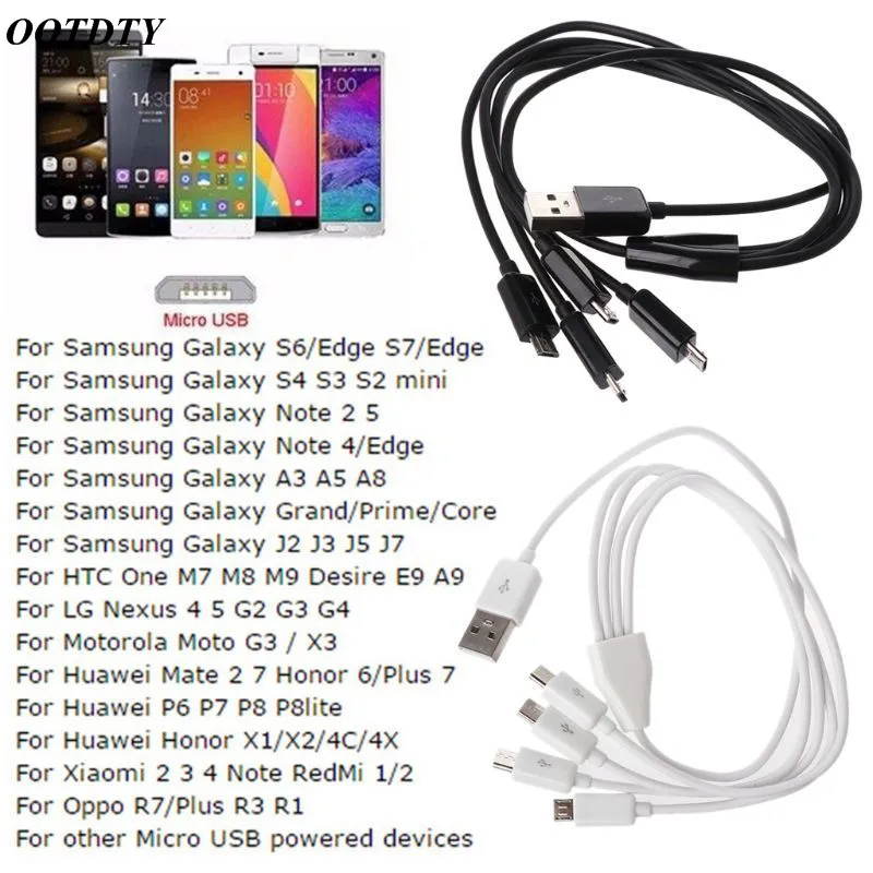 1pc Tragbare USB 2,0 Typ A Stecker Auf 4 Micro USB Männlichen Splitter Y Ladekabel für Samsung Xiaomi handy Tablet Power Bank