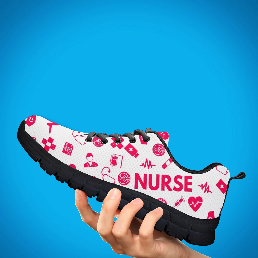 INSTANTARTS Pink Nurse Printed Shoes First Aid Medical Items Pattern Lightweight Outdoor Shoes Summer Comfortable Shoes Zapatos