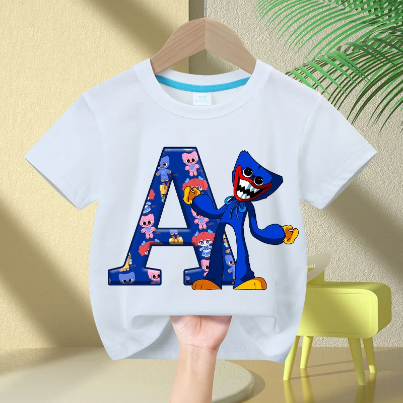 T-shirt Game Poppys Playtime pour garçons et filles, t-shirts Kawaii Digit A-Z, hauts d'été pour enfants, vêtements décontractés en coton à manches courtes, cadeau pour enfants