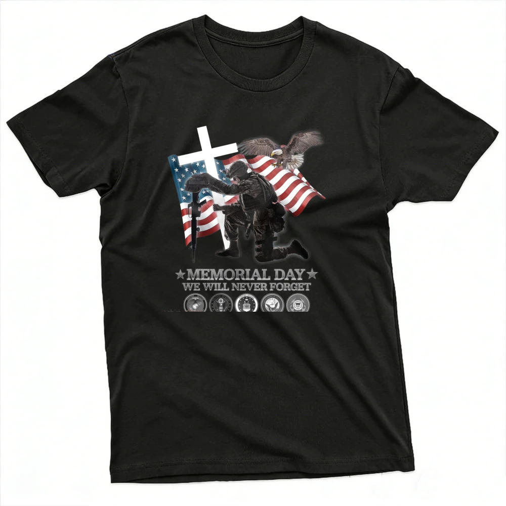Memorial Day We Will Never Forget T-Shirt Cotton Unisex Men Clothes Summer Clothes Tops Short Sleeved Loose T Shirt