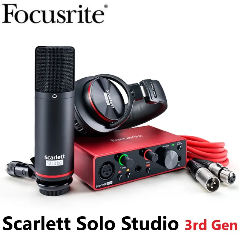 Focusrite Scarlett Solo Studio звуковая карта 3-го поколения с 2 входами/2 выходами, USB аудио интерфейс с конденсаторным микрофоном и наушниками