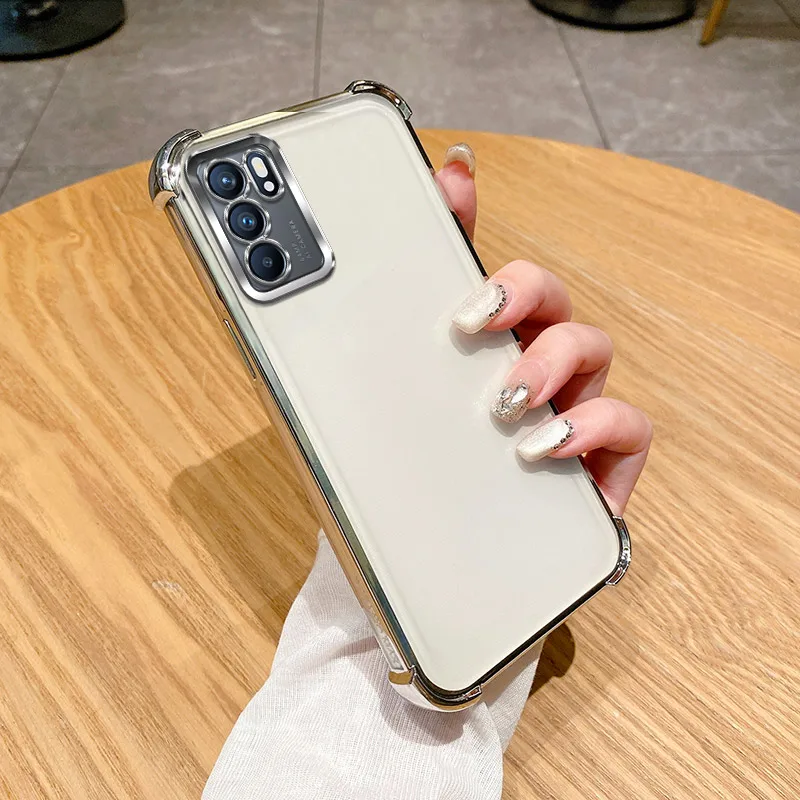 For Oppo Reno6 Case OPPO Reno 6 5G Cover CPH2251 Phone Case Soft Bumper Shockproof Protect Cover Clear electroplate