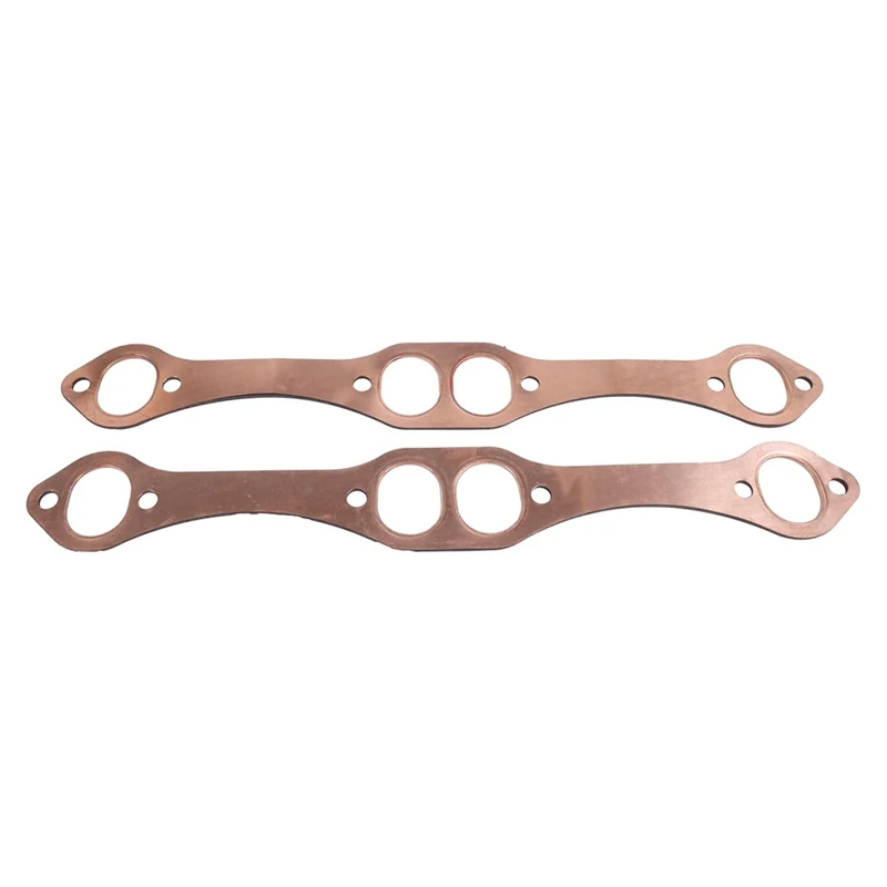 Car Oval Port Copper Exhaust Pipe Gaskets Engines Gaskets PH306 For Chevy SBC 327 305 383 Kit