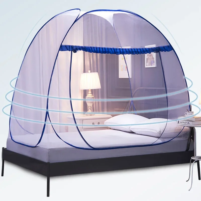 مريح طوي افتتاح واحد المنغولية يورت ناموسية كاملة أسفل السرير المظلة تشفير U على شكل سستة شبكة خيمة للمنزل